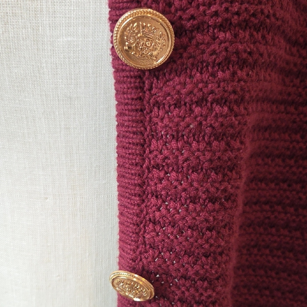 Women's Burgundy Cardigan Sweater - Picture 4 of 4